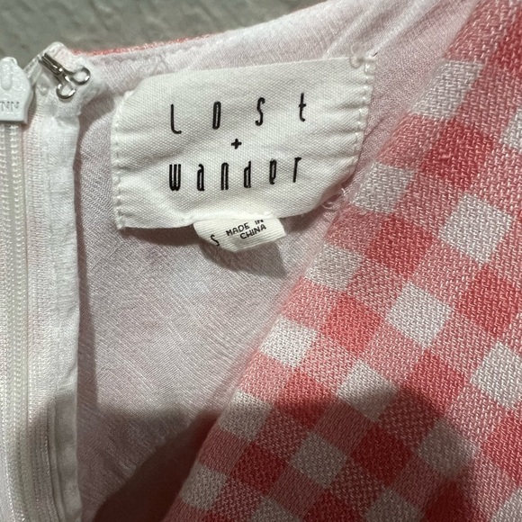 Lost + Wander Pink Checkered Dress EUC 100% Rayon Girly Dress - Picture 2 of 4